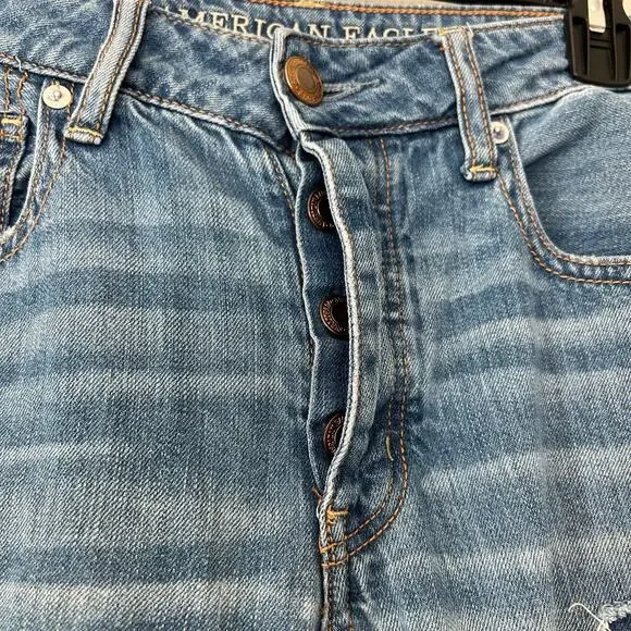 American Eagle Tomgirl Distressed Patchwork Straight leg Jeans grunge skater 6 - Picture 12 of 14